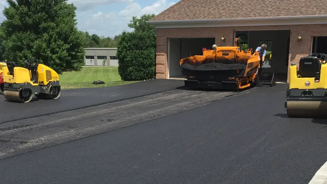 Freshly paved asphalt driveway